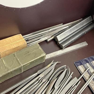 Box Lot Assortment of Small Files & Chisels