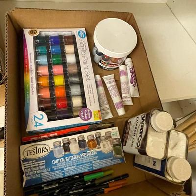 Box of Acrylic paints / model paints / Danish & Tung Oil