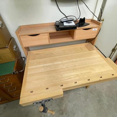 Wood fold down work bench