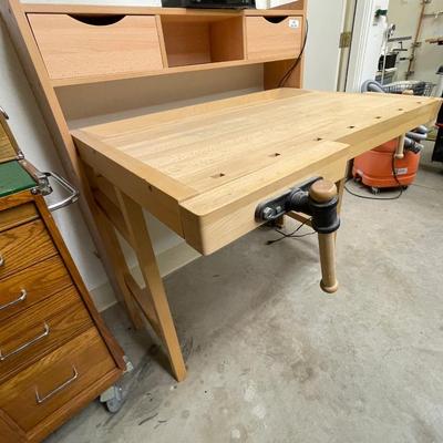 Wood fold down work bench