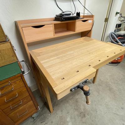 Wood fold down work bench