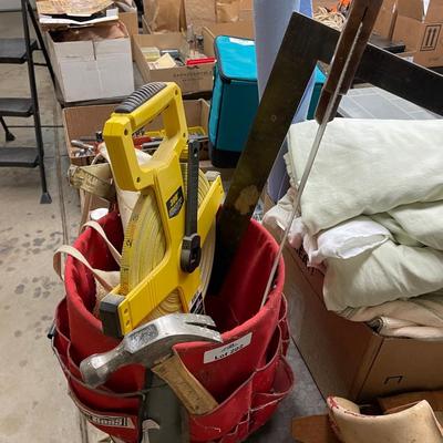 Bucket of Tools/300' Tape measure/t-square