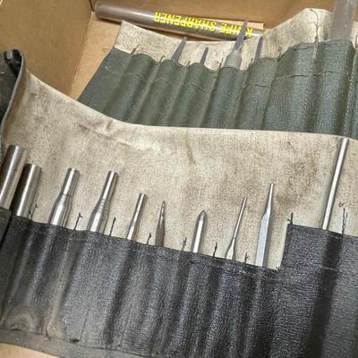 Box of Wood working tools - chisels/files