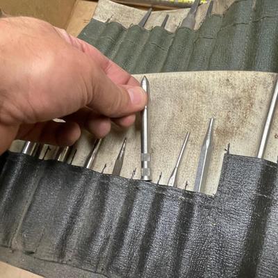 Box of Wood working tools - chisels/files