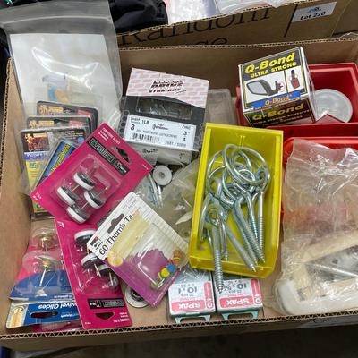 Misc. Box of Hooks/Bolts/screws/furniture feet