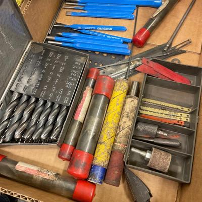 Drill Bits in box w/Saw Blades