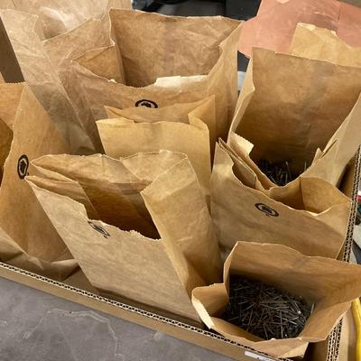 Box of Assorted nails in bags