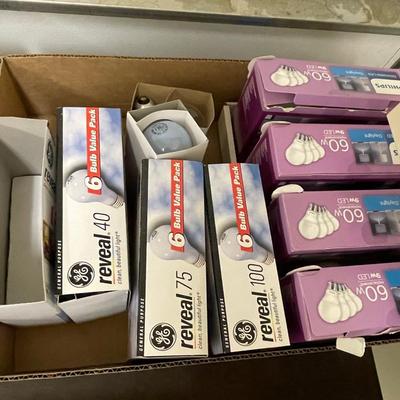 Box of Household light bulbs - Mainly Reveal & Phillips