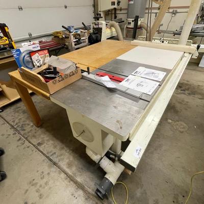 Jet JTAS-10XL Left Tilting Arbor Saw, XACTA-Fence II, work table, and accessories
