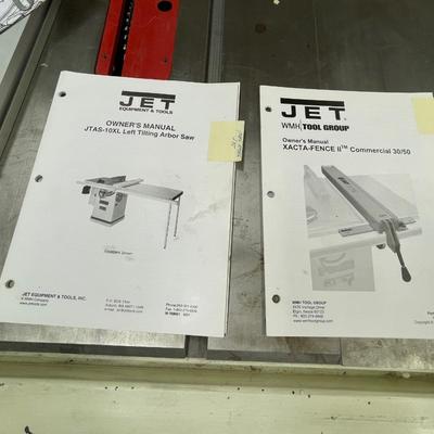 Jet JTAS-10XL Left Tilting Arbor Saw, XACTA-Fence II, work table, and accessories