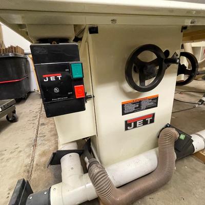 Jet JTAS-10XL Left Tilting Arbor Saw, XACTA-Fence II, work table, and accessories