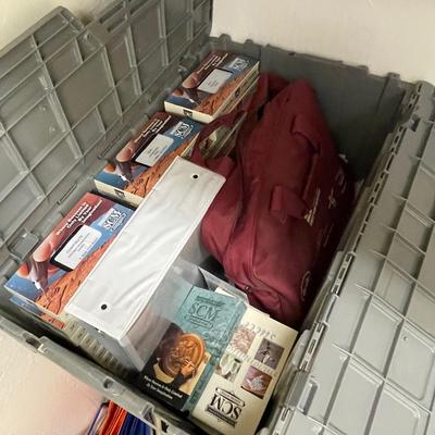 Lot of Woodworking Books/Mags/VHS Tapes & nice Gray Tub