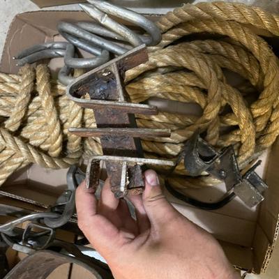 2 Branding Irons & 2 Boxes of Tree Climbing Equipments