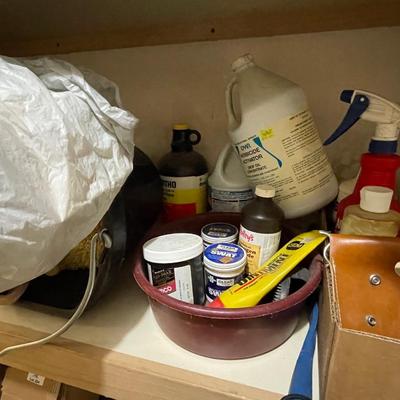 Shelf of Horse Care Supplies