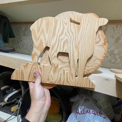 4 Plywood Stencils-Livestock Animals & 4 leaf