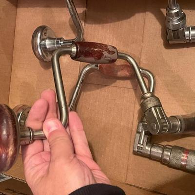 Box of 3 vintage hand crank drills