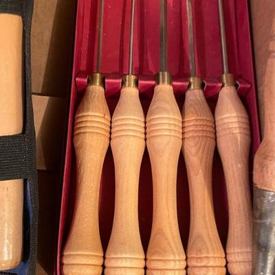 Box of wood turning lathe tools