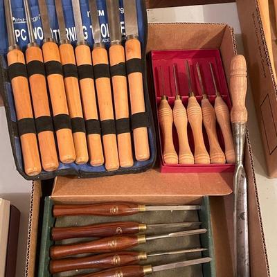 Box of wood turning lathe tools