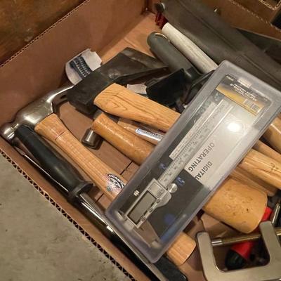 Box of 20+ Hand Tools - Axe, Chisels & all shown in photos