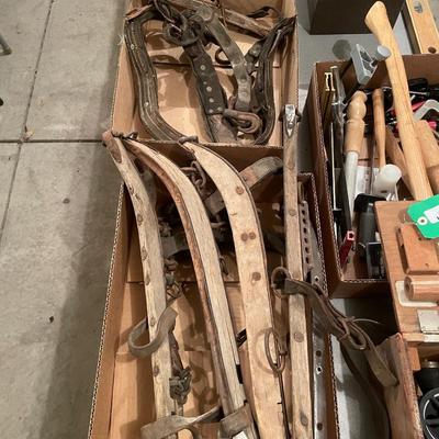 2 flats of Vtg. Horse Collars/Harnesses, etc.