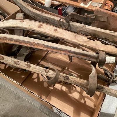 2 flats of Vtg. Horse Collars/Harnesses, etc.