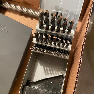 Box of Misc. drill bits - 3 sets & large single