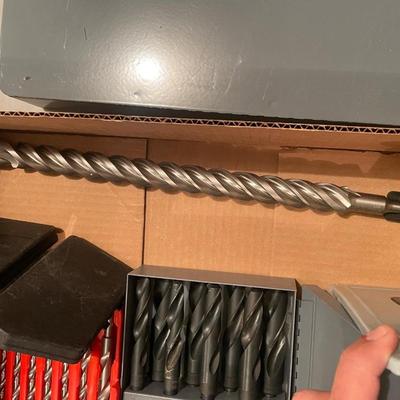 Box of Misc. drill bits - 3 sets & large single