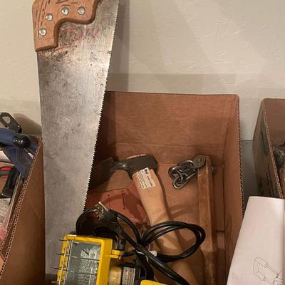 Lot of 6 Hand Tools - Shop Light/Saw/Axe & more