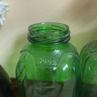 LOT 6B: Collection of Green Glass Bottles & More