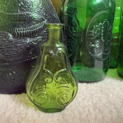 LOT 6B: Collection of Green Glass Bottles & More