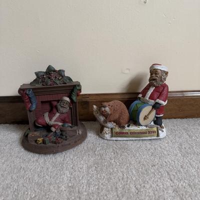 LOT 10B: Tom Clark Santa Sculptures - 1991 Down with a Sound & Cairn Christmas 2000