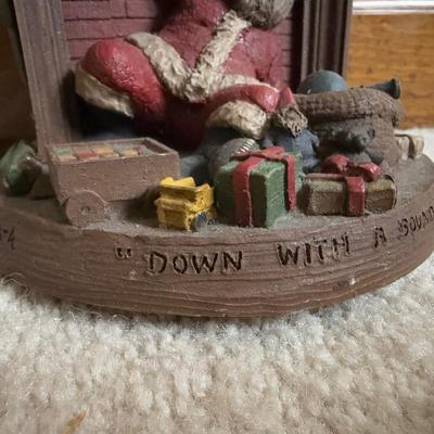 LOT 10B: Tom Clark Santa Sculptures - 1991 Down with a Sound & Cairn Christmas 2000