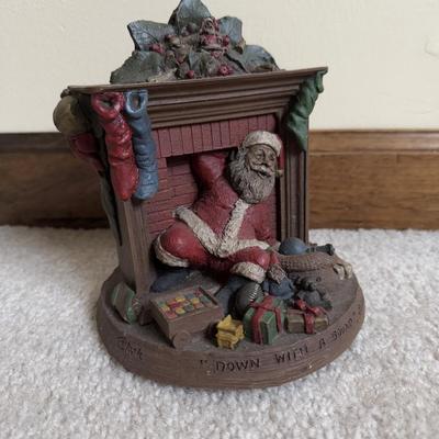 LOT 10B: Tom Clark Santa Sculptures - 1991 Down with a Sound & Cairn Christmas 2000