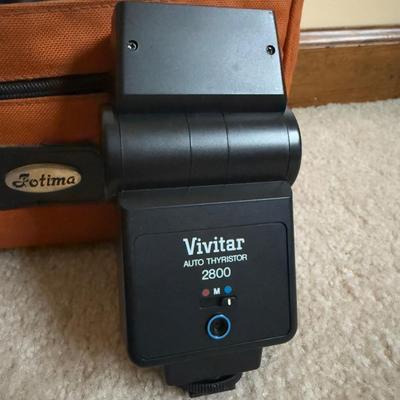 LOT 14B: Nikon FG 35mm Film Camera w/ Lens & Vivitar Auto Thyristor Flash 2800