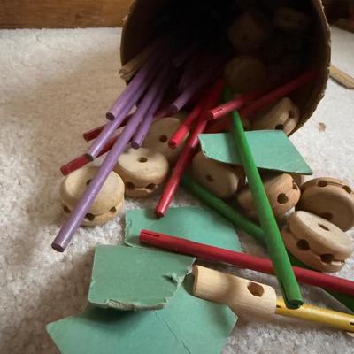 LOT 16B: Three Vintage Tinker Toy Tubes w/ Instructions & Many Pieces