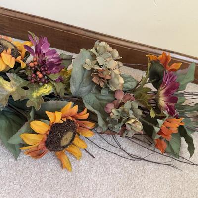 LOT 21B: Charlene Olson Embroidered Artwork, Florist Village House, Wreath in Box & More