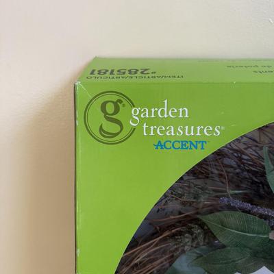 LOT 21B: Charlene Olson Embroidered Artwork, Florist Village House, Wreath in Box & More