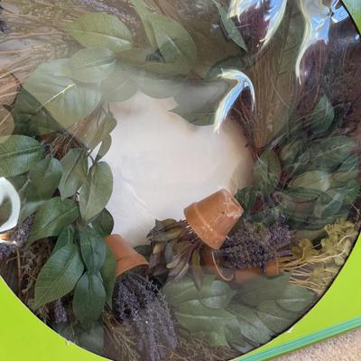 LOT 21B: Charlene Olson Embroidered Artwork, Florist Village House, Wreath in Box & More