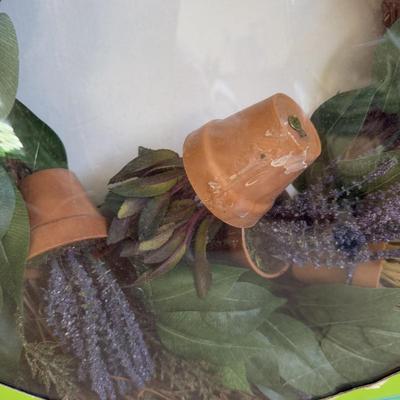 LOT 21B: Charlene Olson Embroidered Artwork, Florist Village House, Wreath in Box & More