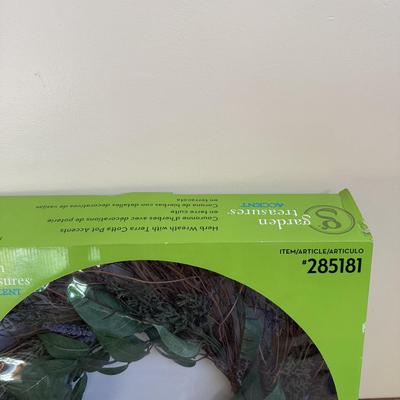 LOT 21B: Charlene Olson Embroidered Artwork, Florist Village House, Wreath in Box & More