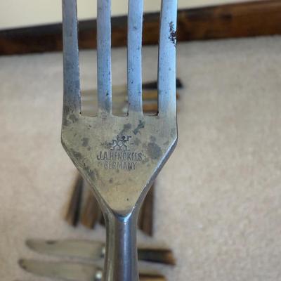 LOT 22B: Vintage J A Henckels Twinworks Soligen Germany Antler Handle Forks & Butter Knives