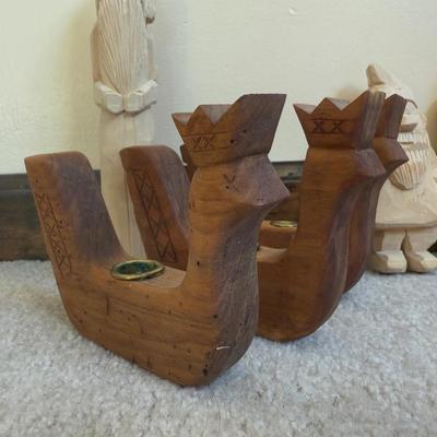 LOT 23B: Hand Carved Tom Pollock Wood Sculptures