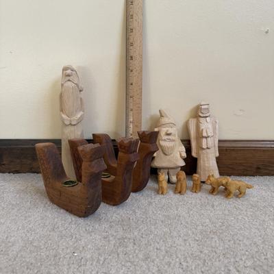 LOT 23B: Hand Carved Tom Pollock Wood Sculptures