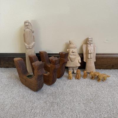 LOT 23B: Hand Carved Tom Pollock Wood Sculptures
