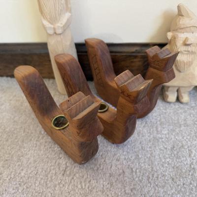 LOT 23B: Hand Carved Tom Pollock Wood Sculptures