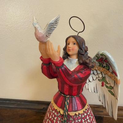 LOT 24B: Christmas Jim Shore Heartwood Creek - Gather ‘Round Roly Poly Santa & May Peace Fill Your Heart Angel