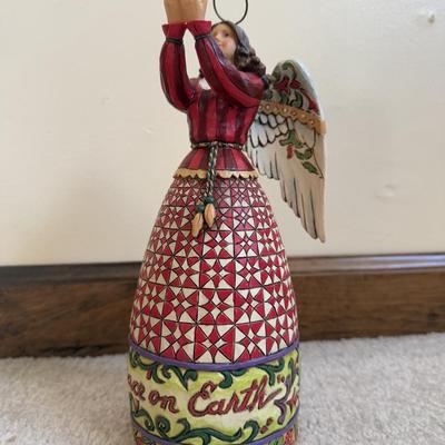 LOT 24B: Christmas Jim Shore Heartwood Creek - Gather ‘Round Roly Poly Santa & May Peace Fill Your Heart Angel