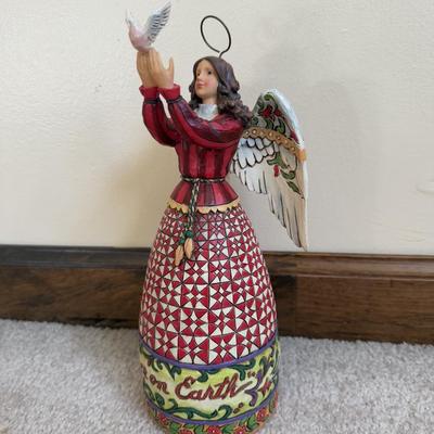 LOT 24B: Christmas Jim Shore Heartwood Creek - Gather ‘Round Roly Poly Santa & May Peace Fill Your Heart Angel