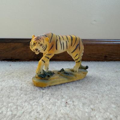 LOT 32B: Collection of Cat Figurines w/ Framed Needlepoint Portrait