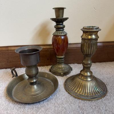 LOT 37B: Collection of Candlesticks & Candles - Williamsburg Stieff Pewter, Baldwin, Brass, Poole Pewter, Silver Plate & More